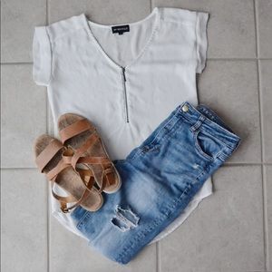 My Michelle White Zip Up Shirt